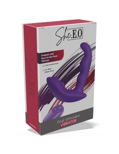 SHEEO ROTATING VIBRATING ANAL STIMULATOR WITH REMOTE CONTROL PURPLE