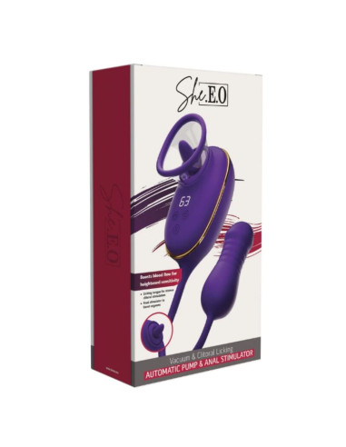 SHEEO CLITORAL SUCTION TOOL WITH LICKING EFFECT AND PURPLE ANAL STIMULATOR