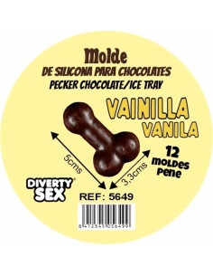 DIABLO PICANTE CHOCOLATE MOLD WITH 12 SILICONE PENISES FOR HANGING VANILLA