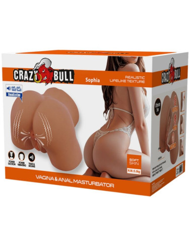 CRAZY BULL SOPHIA REALISTIC FEMALE BUTT VIBRATOR AND SUCKER WITH SOUND 55 KG