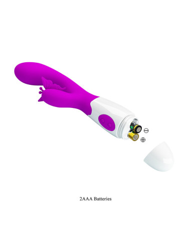 PRETTY LOVE BUTTERFLY KISS 30 FUNCTION RABBIT VIBRATOR PURPLE