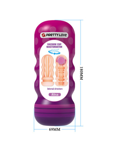 PRETTY LOVE VAGINAL SMOOTHING MASTURBATOR WITH SUCTION CUP AND INTERNAL TEXTURES