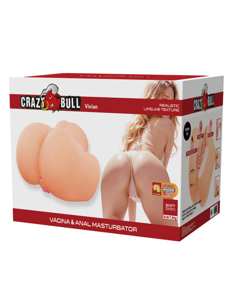 CRAZY BULL VIVIAN DOUBLE VAGINAL AND ANAL VIBRATING MASTURBATOR FLESH