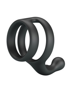 CRAZY BULL YANCY DOUBLE COCK AND BALL RING BLACK