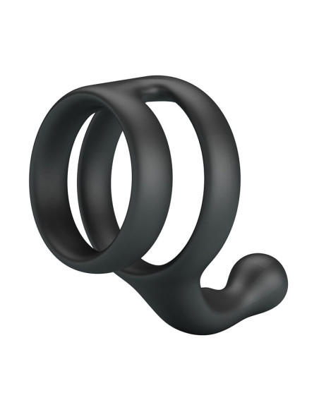 CRAZY BULL YANCY DOUBLE COCK AND BALL RING BLACK