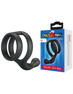 CRAZY BULL YANCY DOUBLE COCK AND BALL RING BLACK 2