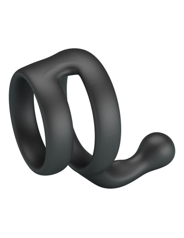 CRAZY BULL YANCY DOUBLE COCK AND BALL RING BLACK