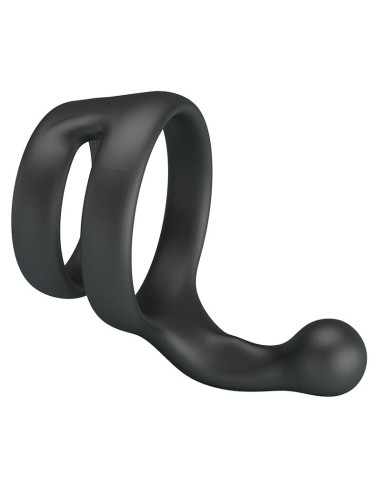 CRAZY BULL YANCY DOUBLE COCK AND BALL RING BLACK