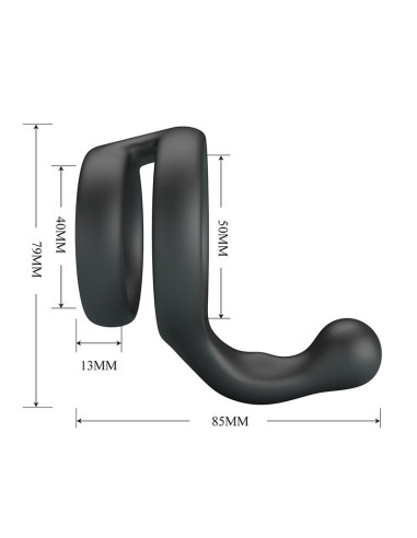 CRAZY BULL YANCY DOUBLE COCK AND BALL RING BLACK