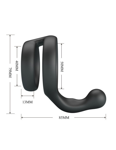 CRAZY BULL YANCY DOUBLE COCK AND BALL RING BLACK