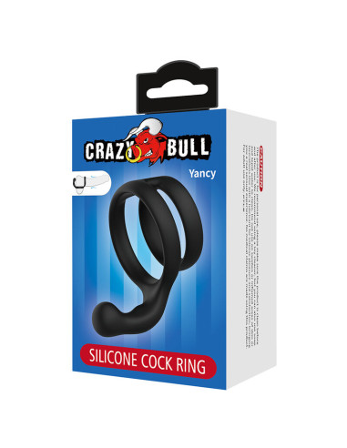 CRAZY BULL YANCY DOUBLE COCK AND BALL RING BLACK