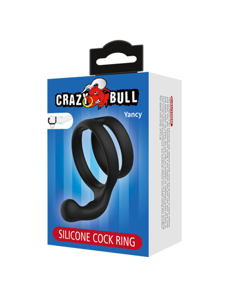 CRAZY BULL YANCY DOUBLE COCK AND BALL RING BLACK