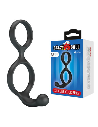 CRAZY BULL FLORIAN DOUBLE COCK AND BALL RING BLACK