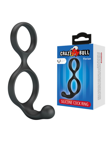 CRAZY BULL FLORIAN DOUBLE COCK AND BALL RING BLACK