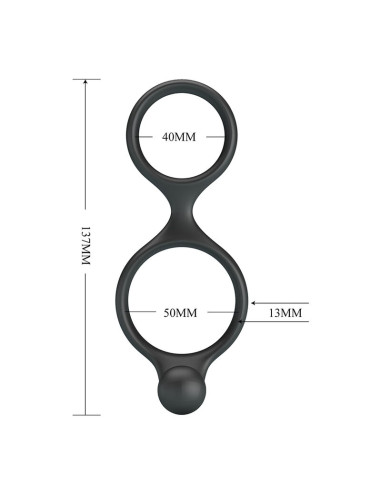CRAZY BULL FLORIAN DOUBLE COCK AND BALL RING BLACK