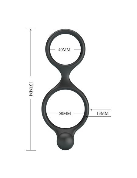 CRAZY BULL FLORIAN DOUBLE COCK AND BALL RING BLACK