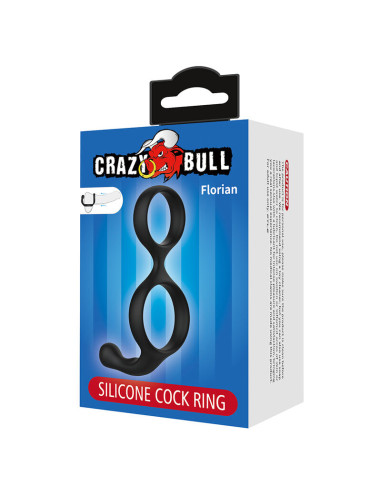 CRAZY BULL FLORIAN DOUBLE COCK AND BALL RING BLACK