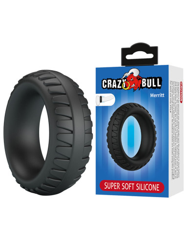 CRAZY BULL MERRITT TEXTURED SILICONE COCK RING BLACK
