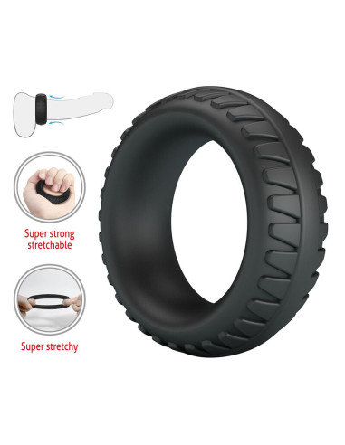 CRAZY BULL MERRITT TEXTURED SILICONE COCK RING BLACK