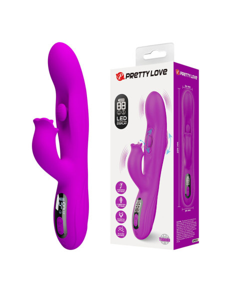 PRETTY LOVE YALANDA RABBIT OSCILLATING VIBRATOR WITH LED DISPLAY PURPLE