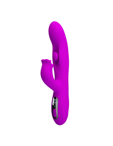 PRETTY LOVE YALANDA RABBIT OSCILLATING VIBRATOR WITH LED DISPLAY PURPLE