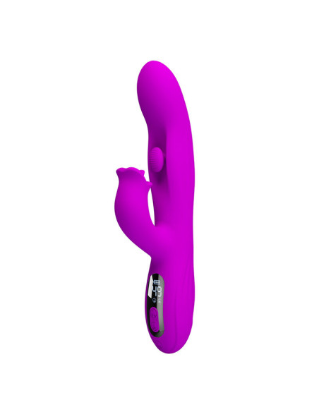 PRETTY LOVE YALANDA RABBIT OSCILLATING VIBRATOR WITH LED DISPLAY PURPLE