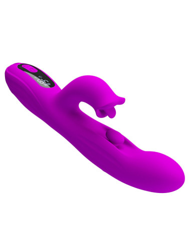 PRETTY LOVE YALANDA RABBIT OSCILLATING VIBRATOR WITH LED DISPLAY PURPLE