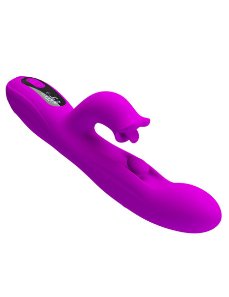 PRETTY LOVE YALANDA RABBIT OSCILLATING VIBRATOR WITH LED DISPLAY PURPLE
