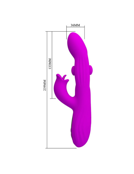 PRETTY LOVE YALANDA RABBIT OSCILLATING VIBRATOR WITH LED DISPLAY PURPLE