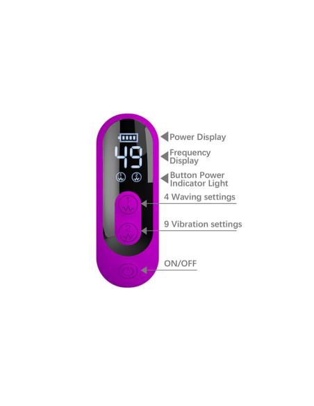PRETTY LOVE YALANDA RABBIT OSCILLATING VIBRATOR WITH LED DISPLAY PURPLE