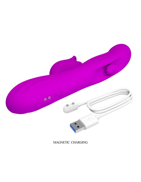 PRETTY LOVE YALANDA RABBIT OSCILLATING VIBRATOR WITH LED DISPLAY PURPLE