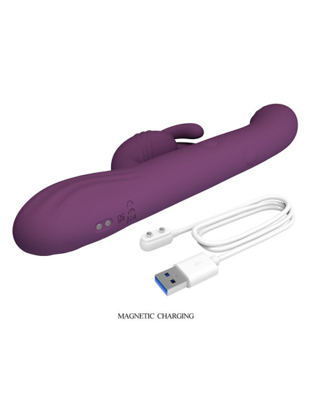 PRETTY LOVE DEE MULTIFUNCTION RABBIT VIBRATOR OSCILLATING AND PERCUSSION PURPLE