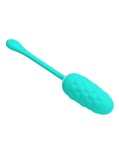 PRETTY LOVE VIBRATING EGG WITH AQUA GREEN RECHARGEABLE MARINE TEXTURE