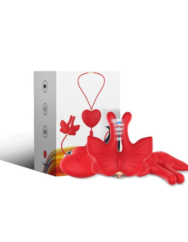 ARMONY MAGNETIC NIPPLE CLAMPS WITH VIBRATION BUTTERFLY SHAPE RED