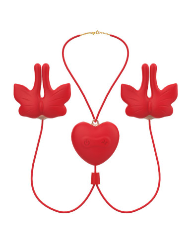 ARMONY MAGNETIC NIPPLE CLAMPS WITH VIBRATION BUTTERFLY SHAPE RED