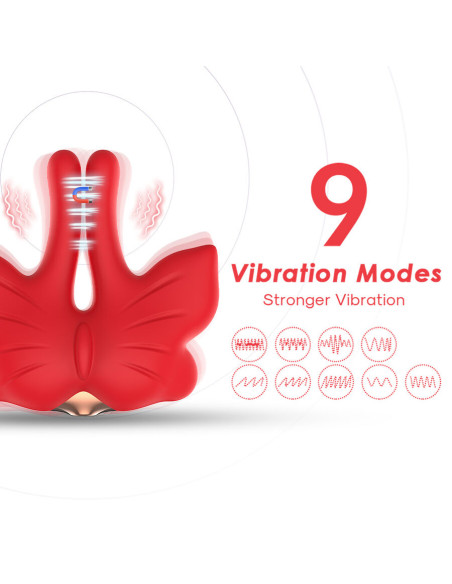 ARMONY MAGNETIC NIPPLE CLAMPS WITH VIBRATION BUTTERFLY SHAPE RED
