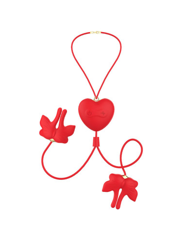 ARMONY MAGNETIC NIPPLE CLAMPS WITH VIBRATION BUTTERFLY SHAPE RED