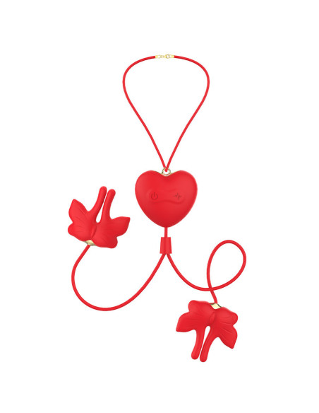 ARMONY MAGNETIC NIPPLE CLAMPS WITH VIBRATION BUTTERFLY SHAPE RED