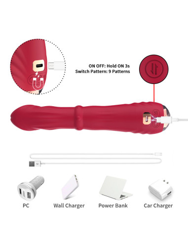 ARMONY THERMO ADJUSTABLE POINT A STIMULATOR VIBRATOR DILDO RED