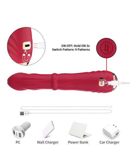 ARMONY THERMO ADJUSTABLE POINT A STIMULATOR VIBRATOR DILDO RED