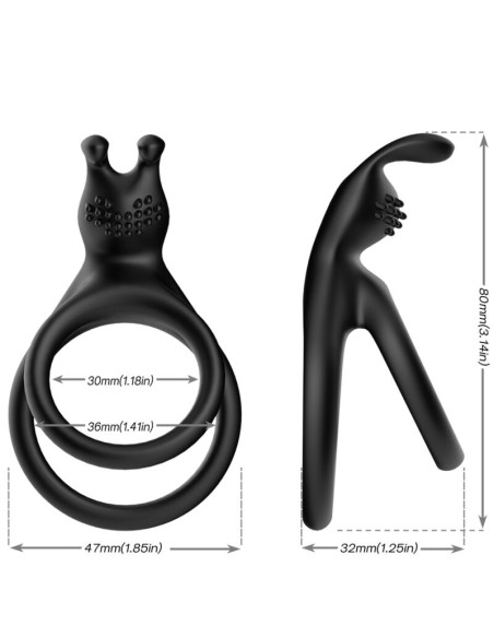 ARMONY TENSY DOUBLE RABBIT RING BLACK
