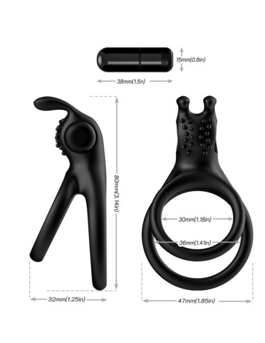 ARMONY TRAVELER DOUBLE VIBRATOR RING FOR COUPLES RABBIT BLACK