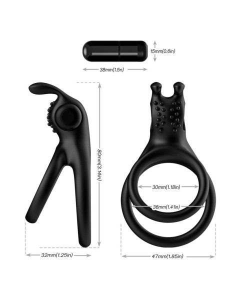 ARMONY TRAVELER DOUBLE VIBRATOR RING FOR COUPLES RABBIT BLACK