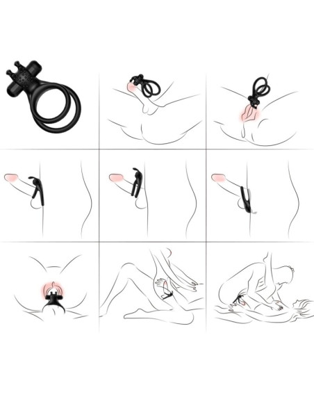 ARMONY TRAVELER DOUBLE VIBRATOR RING FOR COUPLES RABBIT BLACK