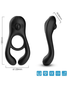 ARMONY VEYRON DOUBLE VIBRATOR RING TOY FOR COUPLES BLACK