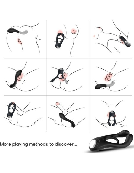 ARMONY VEYRON DOUBLE VIBRATOR RING TOY FOR COUPLES BLACK