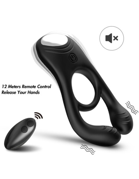 ARMONY VEYRON DOUBLE VIBRATOR RING TOY FOR COUPLES REMOTE CONTROL BLACK