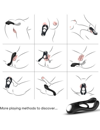 ARMONY VEYRON DOUBLE VIBRATOR RING TOY FOR COUPLES REMOTE CONTROL BLACK