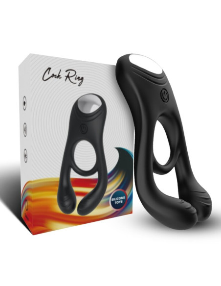 ARMONY VEYRON DOUBLE VIBRATOR RING TOY FOR COUPLES REMOTE CONTROL BLACK
