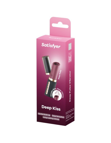 SATISFYER DEEP KISS WAVE CLITORIS STIMULATOR GARNET BLACK